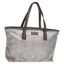 GUCCI GG Implementation Tote Bag Coated Canvas Silver Auth 117334-1