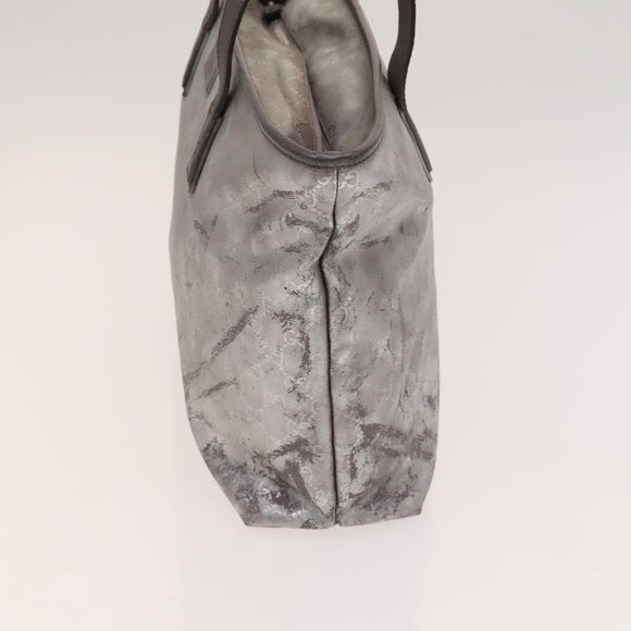 GUCCI GG Implementation Tote Bag Coated Canvas Silver Auth 117334