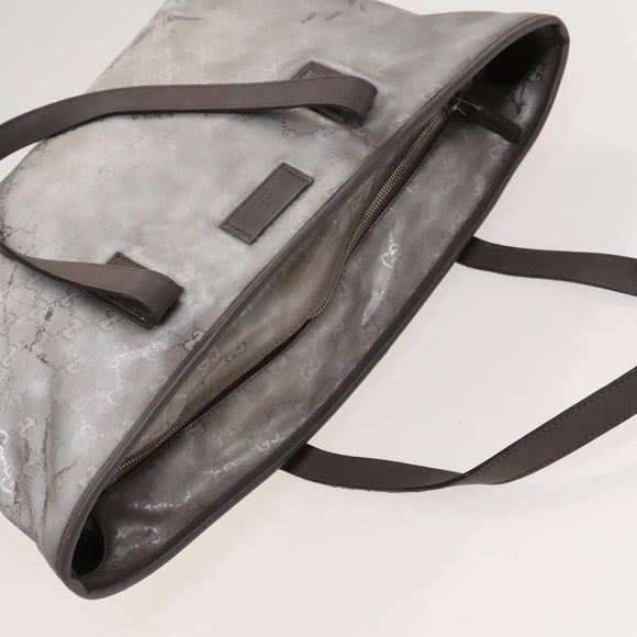 GUCCI GG Implementation Tote Bag Coated Canvas Silver Auth 117334