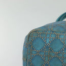 Christian Dior Canage Tote Bag Coated Canvas Blue Silver Auth 117361-14