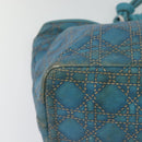 Christian Dior Canage Tote Bag Coated Canvas Blue Silver Auth 117361-16