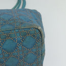 Christian Dior Canage Tote Bag Coated Canvas Blue Silver Auth 117361-9