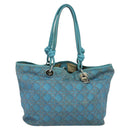 Christian Dior Canage Tote Bag Coated Canvas Blue Silver Auth 117361-13