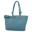 Christian Dior Canage Tote Bag Coated Canvas Blue Silver Auth 117361-2