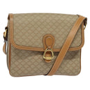 CELINE Macadam Canvas Shoulder Bag Beige Gold Auth 117362-1