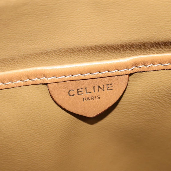 CELINE Macadam Canvas Shoulder Bag Beige Gold Auth 117362