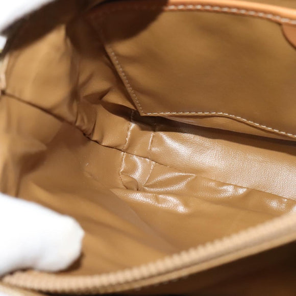 CELINE Macadam Canvas Shoulder Bag Beige Gold Auth 117362