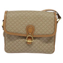 CELINE Macadam Canvas Shoulder Bag Beige Gold Auth 117362-13