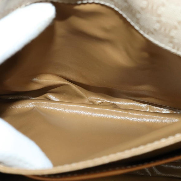 CELINE Macadam Canvas Shoulder Bag Beige Gold Auth 117362