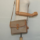 CELINE Macadam Canvas Shoulder Bag Beige Gold Auth 117362-25