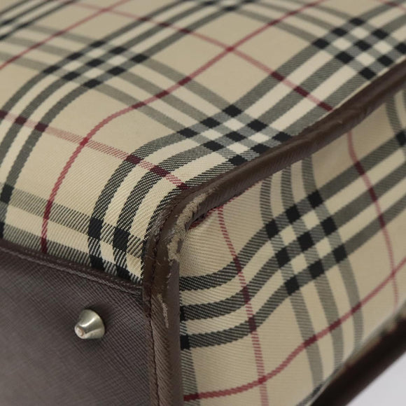 BURBERRY Nova Check Hand Bag Canvas Beige Auth 117364