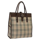 BURBERRY Nova Check Hand Bag Canvas Beige Auth 117364-1