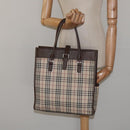 BURBERRY Nova Check Hand Bag Canvas Beige Auth 117364-22
