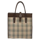 BURBERRY Nova Check Hand Bag Canvas Beige Auth 117364-13