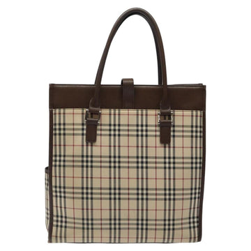 BURBERRY Nova Check Hand Bag Canvas Beige Auth 117364 - 0