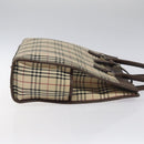 BURBERRY Nova Check Hand Bag Canvas Beige Auth 117364-3