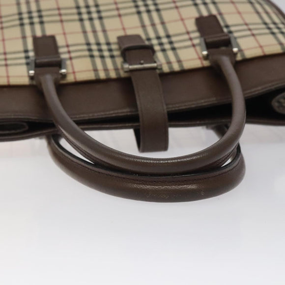 BURBERRY Nova Check Hand Bag Canvas Beige Auth 117364