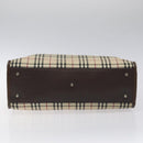 BURBERRY Nova Check Hand Bag Canvas Beige Auth 117364-5
