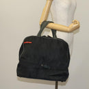 PRADA Sports Boston Bag Nylon Black Silver Auth 117366-24