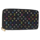 LOUIS VUITTON Monogram Multicolor Zippy Wallet Long Black M60243 LV Auth 117381-1