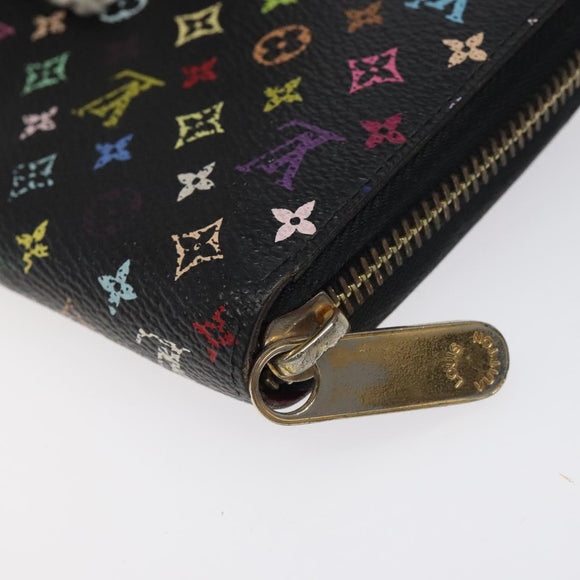 LOUIS VUITTON Monogram Multicolor Zippy Wallet Long Black M60243 LV Auth 117381