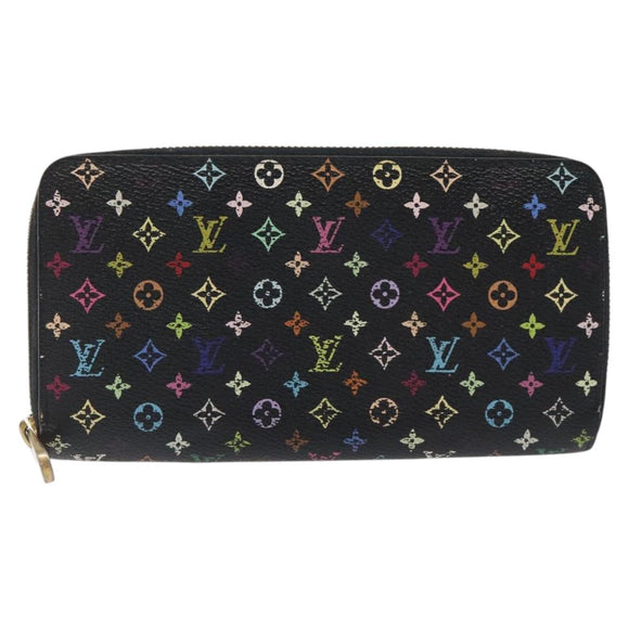 LOUIS VUITTON Monogram Multicolor Zippy Wallet Long Black M60243 LV Auth 117381
