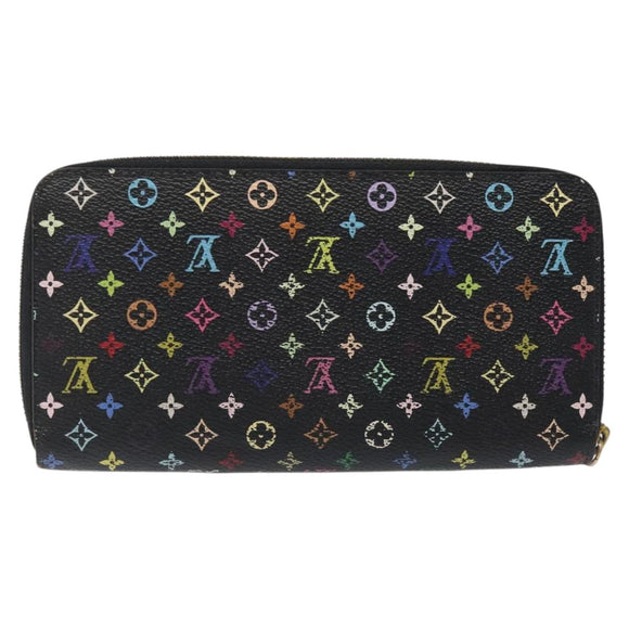 LOUIS VUITTON Monogram Multicolor Zippy Wallet Long Black M60243 LV Auth 117381