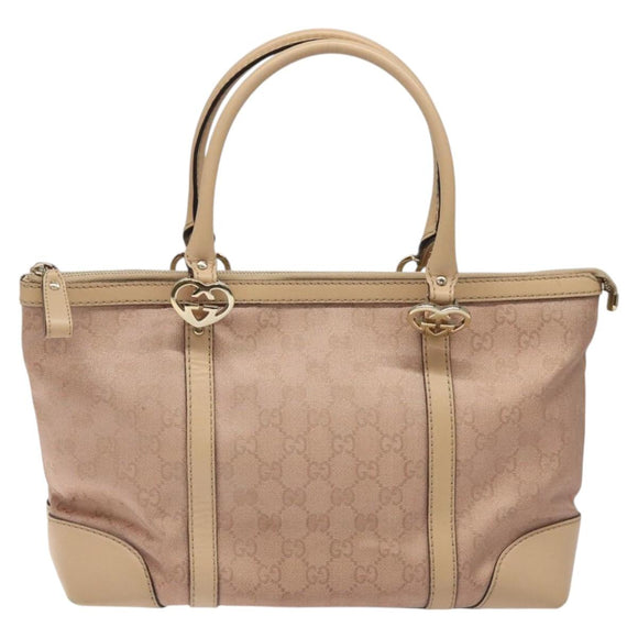 GUCCI GG Canvas Lovely Tote Bag Pink Gold 257069 Auth 117391