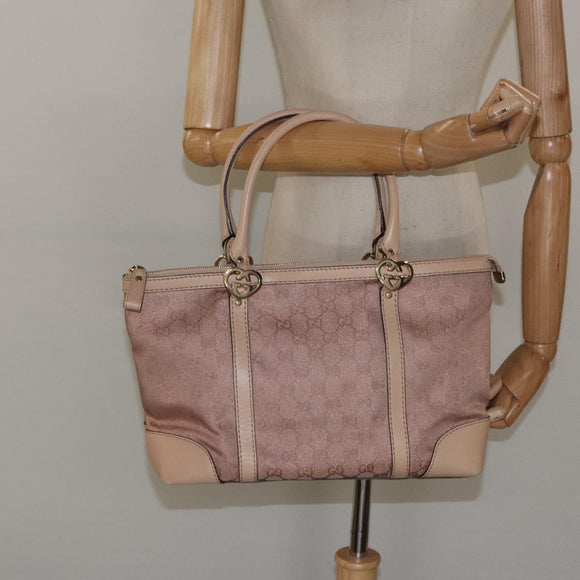 GUCCI GG Canvas Lovely Tote Bag Pink Gold 257069 Auth 117391