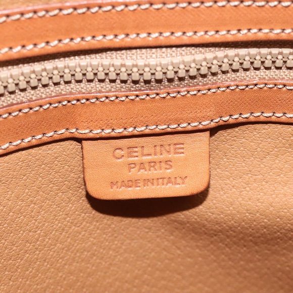 CELINE Macadam Canvas Hand Bag PVC Beige Gold Auth 117394