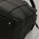 CHANEL Choco Bar line Shoulder Bag Caviar Skin Black CC Auth 117397-16