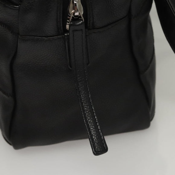 CHANEL Choco Bar line Shoulder Bag Caviar Skin Black CC Auth 117397