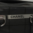 CHANEL Choco Bar line Shoulder Bag Caviar Skin Black CC Auth 117397-17