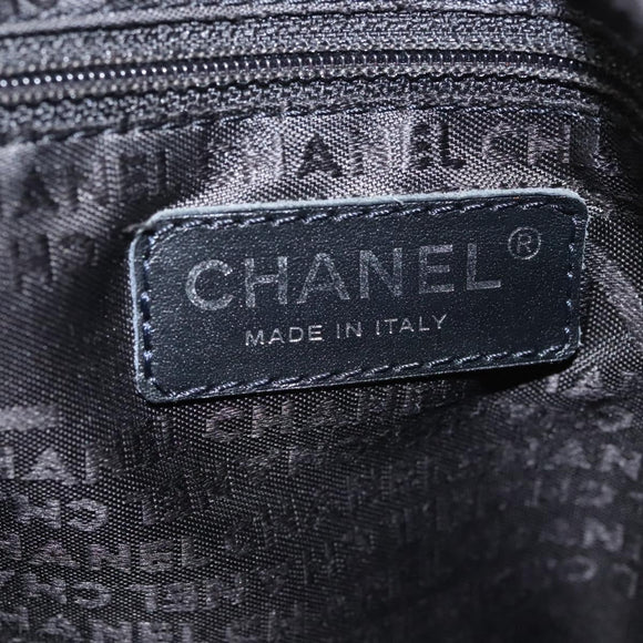 CHANEL Choco Bar line Shoulder Bag Caviar Skin Black CC Auth 117397