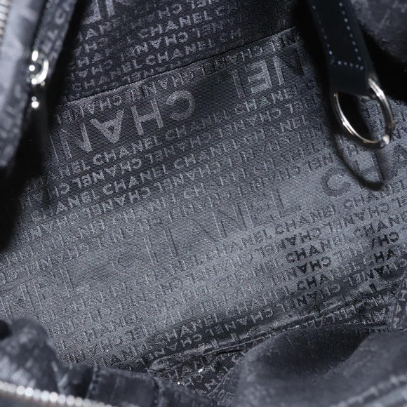 CHANEL Choco Bar line Shoulder Bag Caviar Skin Black CC Auth 117397