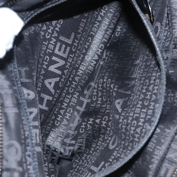 CHANEL Choco Bar line Shoulder Bag Caviar Skin Black CC Auth 117397