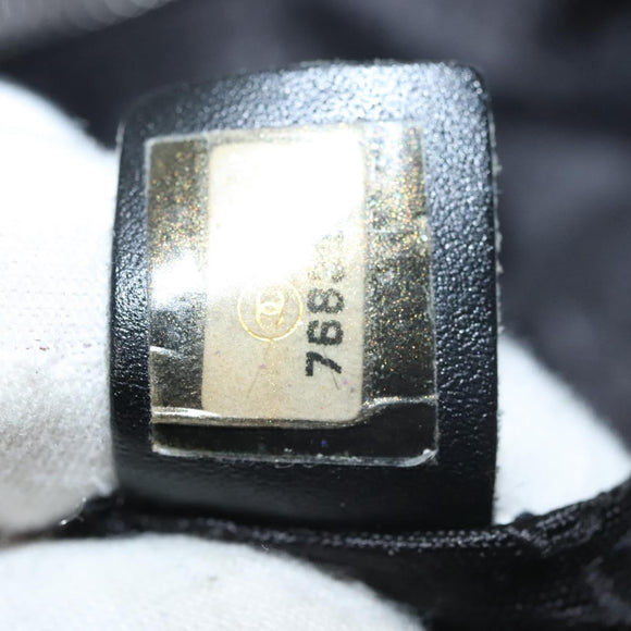 CHANEL Choco Bar line Shoulder Bag Caviar Skin Black CC Auth 117397