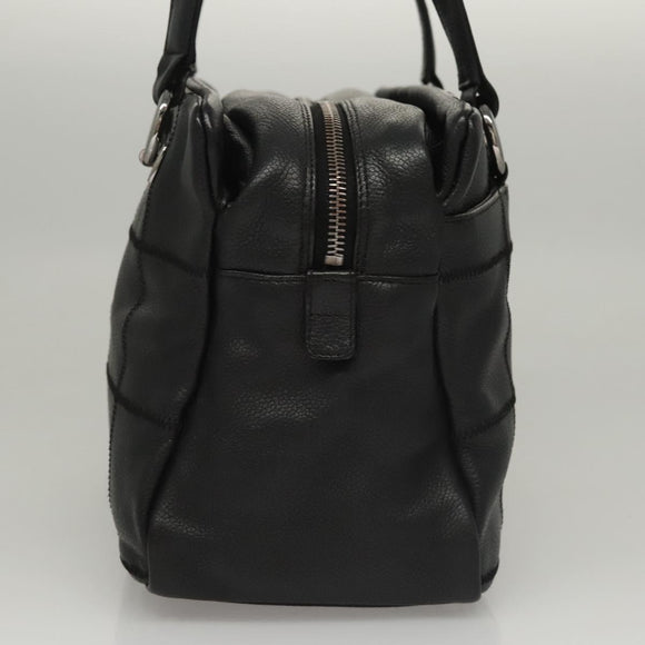 CHANEL Choco Bar line Shoulder Bag Caviar Skin Black CC Auth 117397