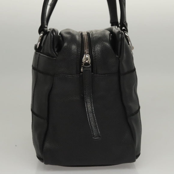 CHANEL Choco Bar line Shoulder Bag Caviar Skin Black CC Auth 117397