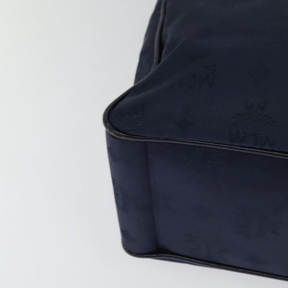 MCM Logogram Vicetos Shoulder Bag Nylon Navy Gold Auth 117398
