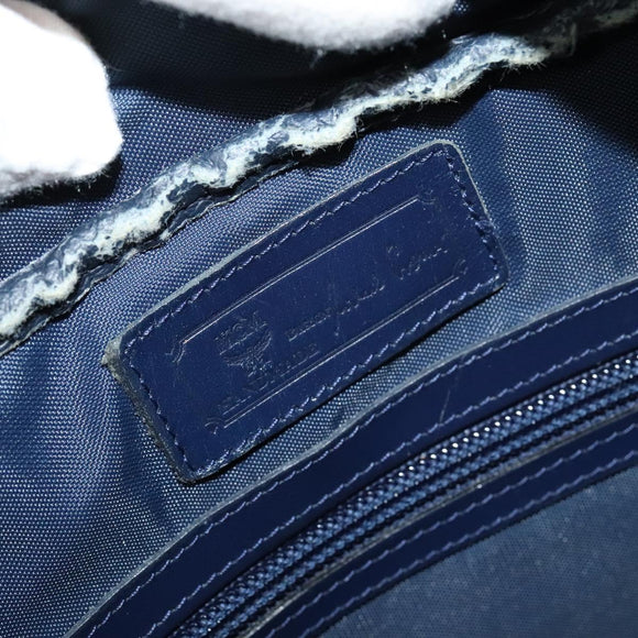 MCM Logogram Vicetos Shoulder Bag Nylon Navy Gold Auth 117398