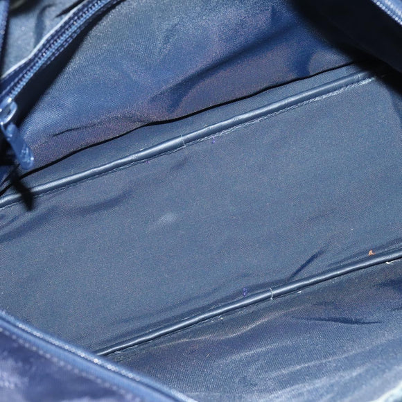 MCM Logogram Vicetos Shoulder Bag Nylon Navy Gold Auth 117398