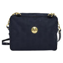 MCM Logogram Vicetos Shoulder Bag Nylon Navy Gold Auth 117398-2