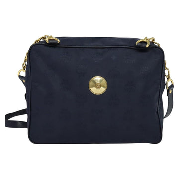 MCM Logogram Vicetos Shoulder Bag Nylon Navy Gold Auth 117398 - 0