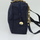 MCM Logogram Vicetos Shoulder Bag Nylon Navy Gold Auth 117398-4