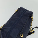 MCM Logogram Vicetos Shoulder Bag Nylon Navy Gold Auth 117398-6