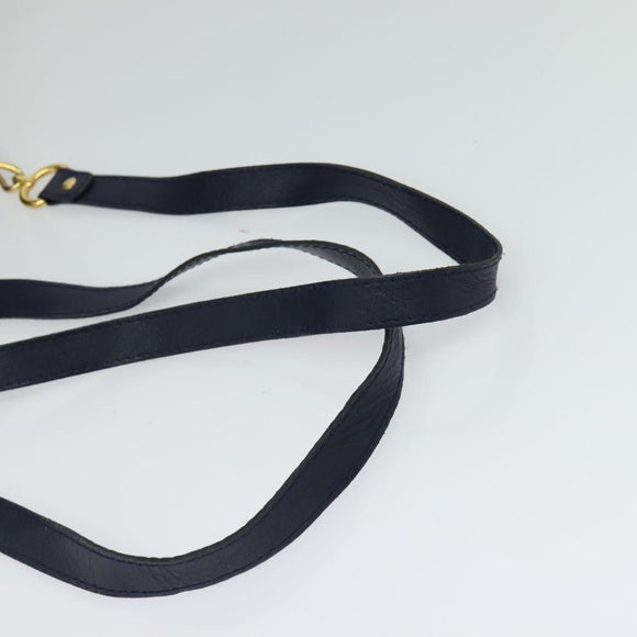 MCM Logogram Vicetos Shoulder Bag Nylon Navy Gold Auth 117398