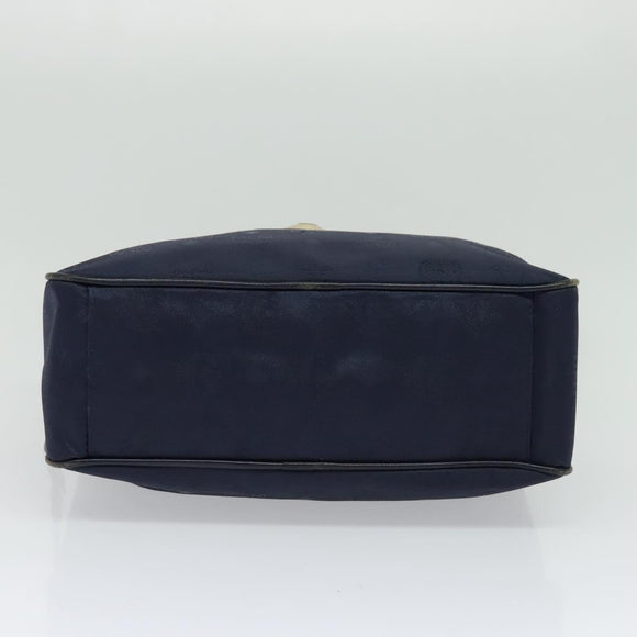 MCM Logogram Vicetos Shoulder Bag Nylon Navy Gold Auth 117398