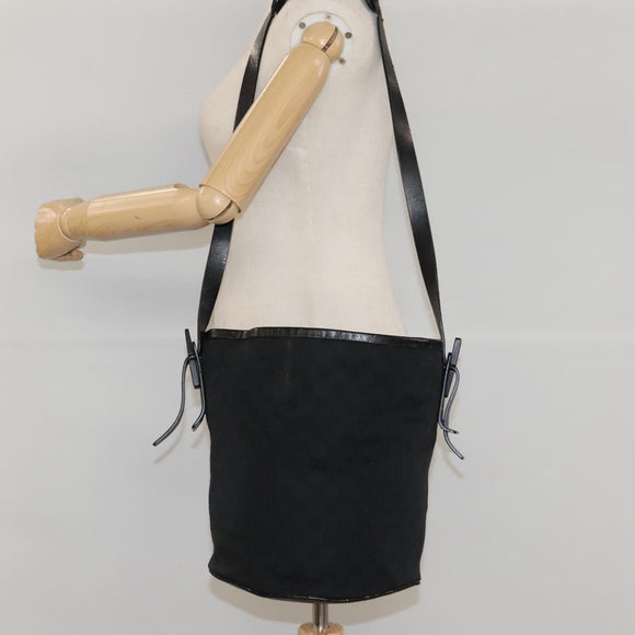 GUCCI GG Canvas Shoulder Bag Black Silver 106240 Auth 117411
