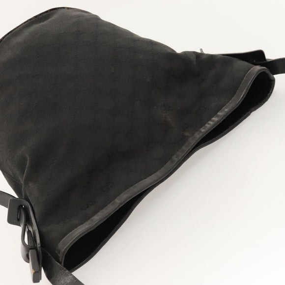 GUCCI GG Canvas Shoulder Bag Black Silver 106240 Auth 117411